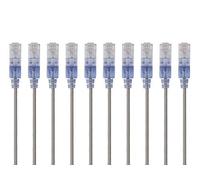 Monoprice Cable de conexión Ethernet Cat6A, RJ45 sin enganches, 550 MHz, 10G, UTP, alambre de cobre puro desnudo, 30AWG, paquete de 10, 3 pies, gris, serie SlimRun