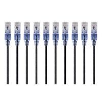 Monoprice Cable de conexión Ethernet Cat6A, RJ45 sin enganches, 550 MHz, 10G, UTP, cable de cobre puro desnudo, 30 AWG, paquete de 10, 1 pie, color negro, serie SlimRun