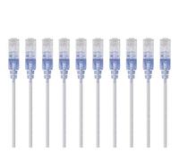 Monoprice Cable de conexión Ethernet Cat6A, RJ45 sin enganches, 550 MHz, 10G, UTP, cable de cobre puro desnudo, 30 AWG, paquete de 10, 14 pies, color gris, serie SlimRun