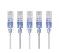 Monoprice Cable de conexión Ethernet Cat6A, RJ45 sin enganches, 550 MHz, 10G, UTP, cable de cobre puro desnudo, 30 AWG, paquete de 5, 10 pies, color blanco, serie SlimRun