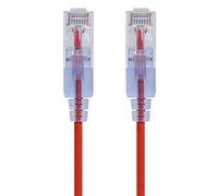 Monoprice - Cable de conexión Ethernet SlimRun Cat6A 116314 - Cable de cobre puro RJ45 UTP sin enganches 10G 30AWG 1 pie rojo, paquete de 10