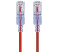 Monoprice - Cable de conexión Ethernet SlimRun Cat6A 116334 - Cable de cobre puro RJ45 UTP sin enganches 10G 30AWG 14 pies rojo paquete de 10