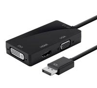 Monoprice DisplayPort 1.2a a 4K HDMI, Dual Link DVI y VGA Adaptador pasivo, Negro (112802)