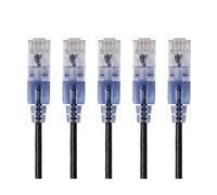Monoprice SlimRun - Cable de conexión Ethernet Cat6A - Cable de Internet de Red - RJ45, Trenzado, UTP, Cable de Cobre Puro Desnudo, 30AWG, 0.5 pies, Negro, Paquete de 5
