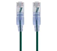 Monoprice SlimRun - Cable de conexión Ethernet Cat6A, RJ45 UTP, cable de cobre puro desnudo, 10 G, 30 AWG, 15 pies, color verde