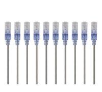 Monoprice SlimRun - Cable de conexión Ethernet Cat6A, RJ45 UTP, cable de cobre puro desnudo, 10 G, 30 AWG, 15 pies, color gris