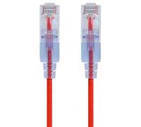 Monoprice SlimRun - Cable de conexión Ethernet Cat6A, sin enganches, RJ45 UTP, alambre de cobre puro desnudo 10G 30AWG 10 pies, color rojo, paquete de 10
