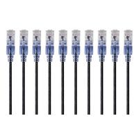 Monoprice SlimRun - Cable de conexión Ethernet Cat6A sin enganches RJ45 UTP de cobre puro desnudo 10G 30AWG 4,3 m, 10 unidades, color negro