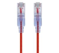 Monoprice SlimRun - Cable de conexión Ethernet Cat6A sin enganches RJ45 UTP de cobre puro desnudo 10G 30AWG 1,5 m, color rojo