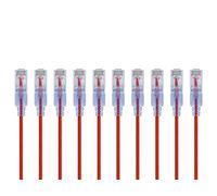 Monoprice SlimRun Cat6A - Cable de Red Ethernet (10 g, 15,2 cm), Color Rojo