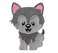Monoquick - Parche termoadhesivo (5,0 x 6,5 cm), diseño de lobo infantil, color gris