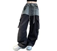 Monos casuales para niñas de primavera y otoño, nuevos modelos para niños medianos y grandes con bolsillos grandes, pantalones de pierna ancha retro personalizados, pantalones de pierna ancha