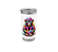 Monos Chimpancés Monos Amantes De Los Monos De Arte Pop Vaso térmico de acero inoxidable de doble pared