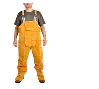 Monos de soldadura, Ropa de soldadura Mono seguridad general Cuero protector Retardante llama Correa soldador(Yellow,L)