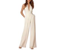 Monos De Vestir Mujer Fiesta Largos Pantalones Anchos Elegantes Sin Mangas V Cuello Hombro Descubierto Espalda Descubierta Moda Coctel Fiesta Mono Largo Jumpsuits