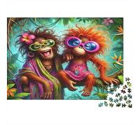 Monos Felices en la Jungla Puzzle 1000 Piezas Papel Reciclado para Adultos Puzzle para Adultos Juego Familiar Divertido y desafiante para Adultos y niños a Partir de 12 años 70x50cm/1000pcs