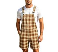 Monos genéricos para mujer a cuadros estilo británico verano casual mono elegante y elegante correas de espagueti ajustables mameluco de pierna ancha suelta Playsuit con bolsillos, amarillo, M