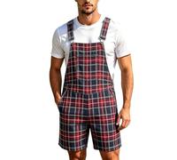 Monos genéricos para mujer a cuadros estilo británico verano casual mono elegante y elegante correas de espagueti ajustables mameluco de pierna ancha suelta Playsuit con bolsillos, azul marino, S