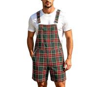 Monos genéricos para mujer a cuadros estilo británico verano casual mono elegante y elegante correas de espagueti ajustables mameluco de pierna ancha suelta Playsuit con bolsillos, verde oscuro, L