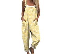 Monos genéricos para mujer, verano, fluido, bohemios, estampado casual, mono bohemio sin mangas, tirantes de lino, pierna ancha, pantalones sueltos de playa, baratos, 1 cielo azul, L