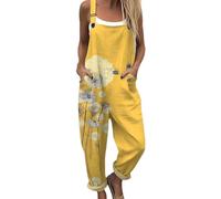 Monos genéricos para mujer, verano, fluido, casual, gran tamaño, holgado, monos, tirantes chic y boho impreso flores mono ropa monos de playa, 03#Hot Pink, 4XL