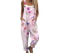 Monos genéricos para mujer, verano, fluido, casual, gran tamaño, holgado, monos, tirantes chic y boho impreso flores mono ropa monos de playa, 02#Sky Blue, 4XL