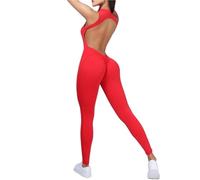 Monos Mujer Mono deportivo de una pieza con escote en V for mujer, ropa de entrenamiento for Yoga, ropa deportiva, traje ajustado, traje de gimnasio for Fitness, chándal de entrenamiento(Red,M)
