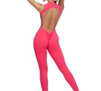 Monos Mujer Mono deportivo de una pieza con escote en V for mujer, ropa de entrenamiento for Yoga, ropa deportiva, traje ajustado, traje de gimnasio for Fitness, chándal de entrenamiento(Rose red,M)