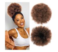 Moños para el cabello, Extensión de cabello Afro Puff Girl de 20 cm con cola de caballo rizada y cordón ajustable, moño negro Moños para el cabello Postizo(Brown)