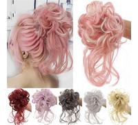 Moños para el cabello, Moño desordenado for mujer: moño sintético rizado con banda elástica Moños para el cabello Postizo(Dark Gray)