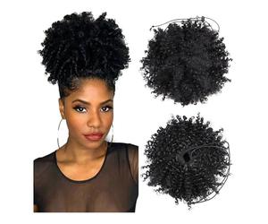 Moños para el cabello, Moño sintético afro rizado con cola de caballo y cordón ajustable for mujer Moños para el cabello Postizo(Gold)