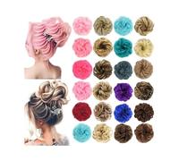 Moños para el cabello, Moño sintético rizado tipo donut, recogido esponjoso for mujer Moños para el cabello Postizo(Brown black variegated)