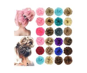 Moños para el cabello, Moño sintético rizado tipo donut, recogido esponjoso for mujer Moños para el cabello Postizo(Dark black)