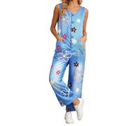 Monos para mujer, ancho con tirantes estilo retro, vintage, mono Streetwear urbano, amplio y cómodo, ropa casual para yoga, deporte y correr diario, azul claro, L