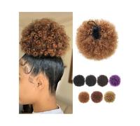Moños Postizos Coleta sintética afro con moño corto, rizada y con cordón ajustable for mujer Postizo Coletero(33)