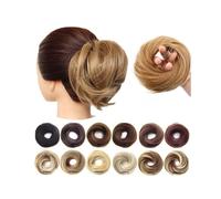 Moños Postizos Extensión de moño de pelo sintético, moño tipo donut, elástico, corto y liso, for coleta Postizo Coletero(Q7-2)