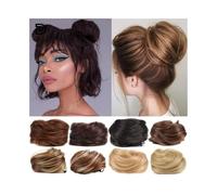 Moños Postizos Moño de pelo liso desordenado, moño tipo donut, moño sintético con pinza, extensiones de cabello for mujer Moño Postizo(Medium Brown)