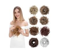 Moños Postizos Moño sintético desordenado, ondulado, rizado, elástico, recogido grueso for mujeres y niñas. Postizo Coletero(Dark auburn)