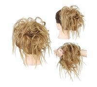 Moños Postizos Tousled Updo Messy Bun Hair Piece Straight Curly Mix Extensiones de cola de caballo Fake Synthetic Elastic Band Scrunchies Hairpiece for mujeres niñas Moño (Color : Q17 27)