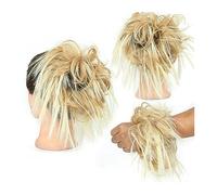 Moños Postizos Tousled Updo Messy Bun Hair Piece Straight Curly Mix Extensiones de cola de caballo Fake Synthetic Elastic Band Scrunchies Hairpiece for mujeres niñas Moño (Color : Q17 19H613)