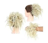 Moños Postizos Tousled Updo Messy Bun Hair Piece Straight Curly Mix Extensiones de cola de caballo Fake Synthetic Elastic Band Scrunchies Hairpiece for mujeres niñas Moño (Color : Q17 24T613)