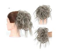 Moños Postizos Tousled Updo Messy Bun Hair Piece Straight Curly Mix Extensiones de cola de caballo Fake Synthetic Elastic Band Scrunchies Hairpiece for mujeres niñas Moño (Color : Q17 6AH613)