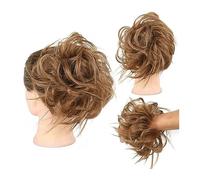 Moños Postizos Tousled Updo Messy Bun Hair Piece Straight Curly Mix Extensiones de cola de caballo Fake Synthetic Elastic Band Scrunchies Hairpiece for mujeres niñas Moño (Color : Q17 12)