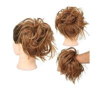 Moños Postizos Tousled Updo Messy Bun Hair Piece Straight Curly Mix Extensiones de cola de caballo Fake Synthetic Elastic Band Scrunchies Hairpiece for mujeres niñas Moño (Color : Q17 30)