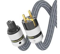 Monosaudio Cable de alimentación HiFi P083, 16 mm, blindaje de cobre, cable de alta gama para dispositivos fríos, 2 pines, OFC AC, audiófilo, cable de alimentación con enchufe EU Schuko IEC C15 hembra