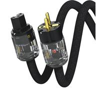 Monosaudio P029 Cable de alimentación HiFi de 1 m, blindaje de cobre, cable de alta gama para dispositivos fríos, φ17 mm, 2 pines, OFC AC, audiófilo, cable de alimentación con enchufe EU Schuko+IEC