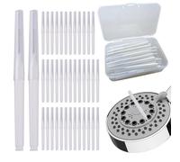 MonoSora 40 cepillos de limpieza de cabezal de ducha para mini agujeros, limpiador multifuncional de agujeros pequeños para grifos de baño, fregaderos de cocina, uso interdental y de cejas, con caja