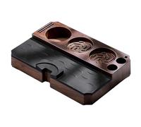 MonoSora Alfombrilla de madera para café espresso y base de prensado de café, estación multifunción de 51 mm, 53 mm, 58 mm, portafiltro con capa antideslizante de silicona extraíble, nogal