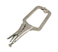 MonoSora Alicates de abrazadera C de soldadura de acero de 9 pulgadas con tornillo ajustable y mandíbulas anchas, acabado plateado, perfecto para uso de localizador de espiga de madera y sujeción