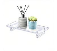 MonoSora Bandeja acrílica para encimera de baño de 8.6 x 3.6 x 1.5 pulgadas, organizador transparente para jabonera, soporte de perfume, decoración de encimera de cocina y baño, cargada